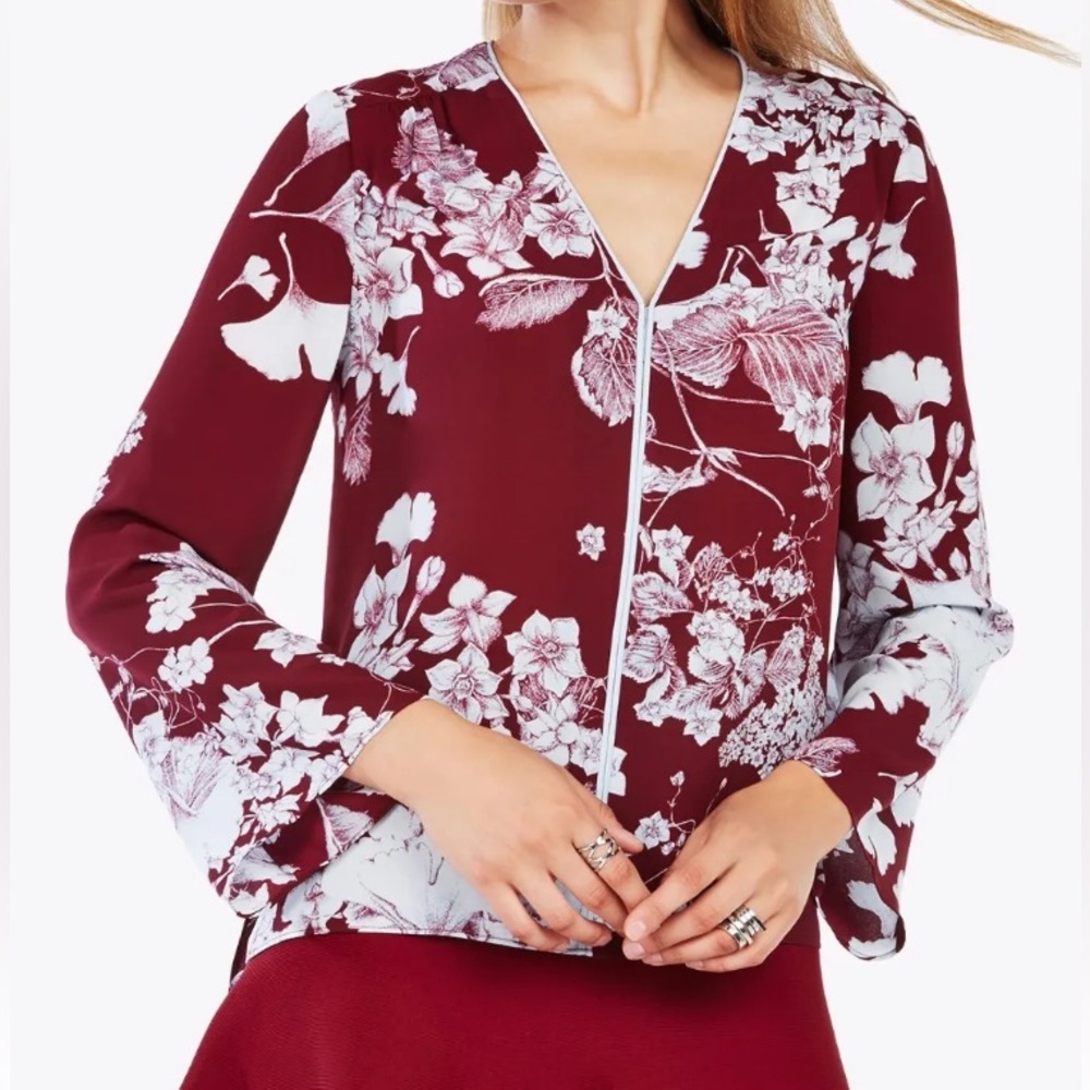 BCBG Max Azria Floral Print Blouse